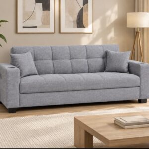 Sofá cama con porta vasos y baúl
